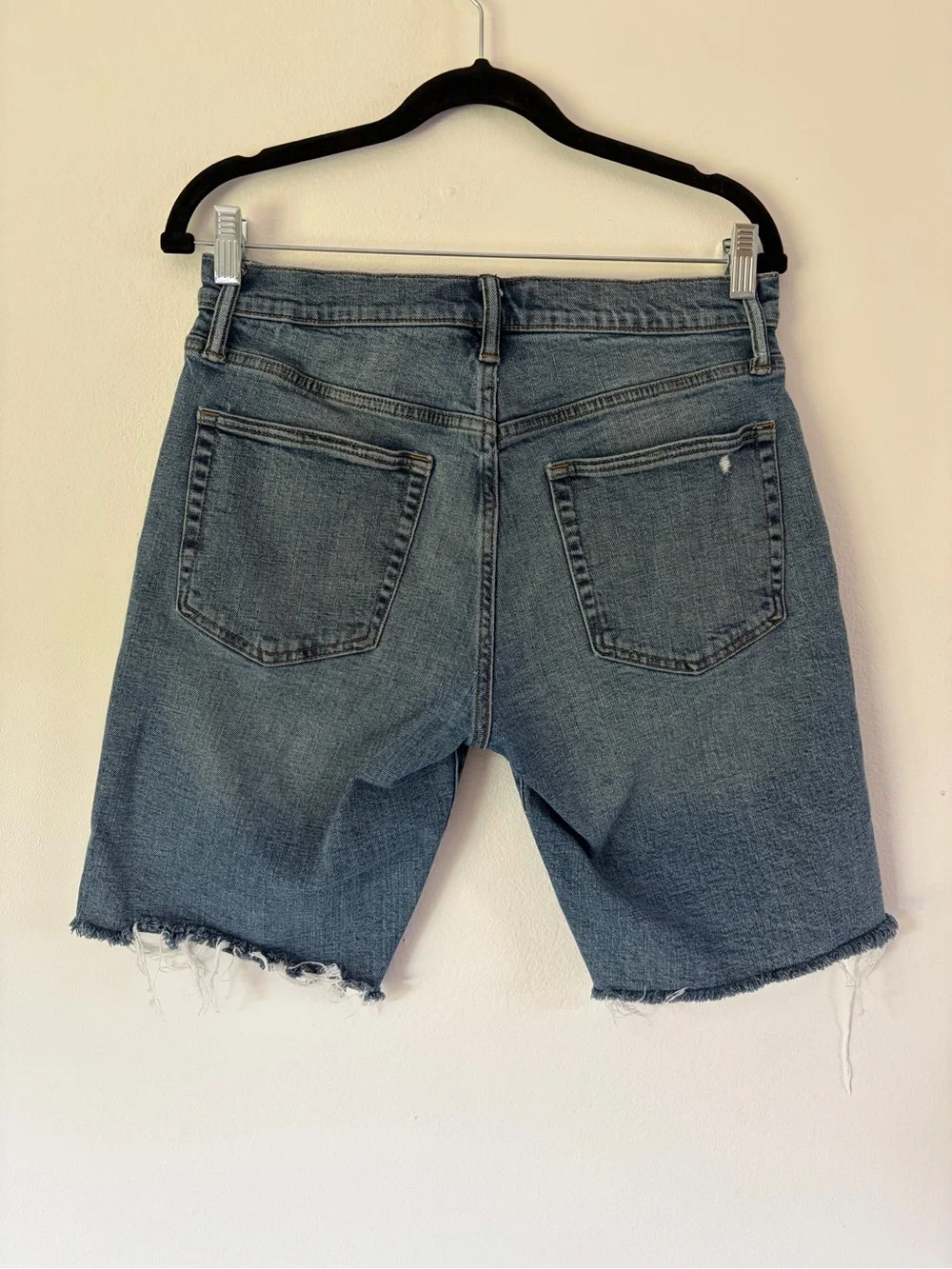 Gap Cut Off Denim Long Jean Shorts In Medium Destroy Size 30